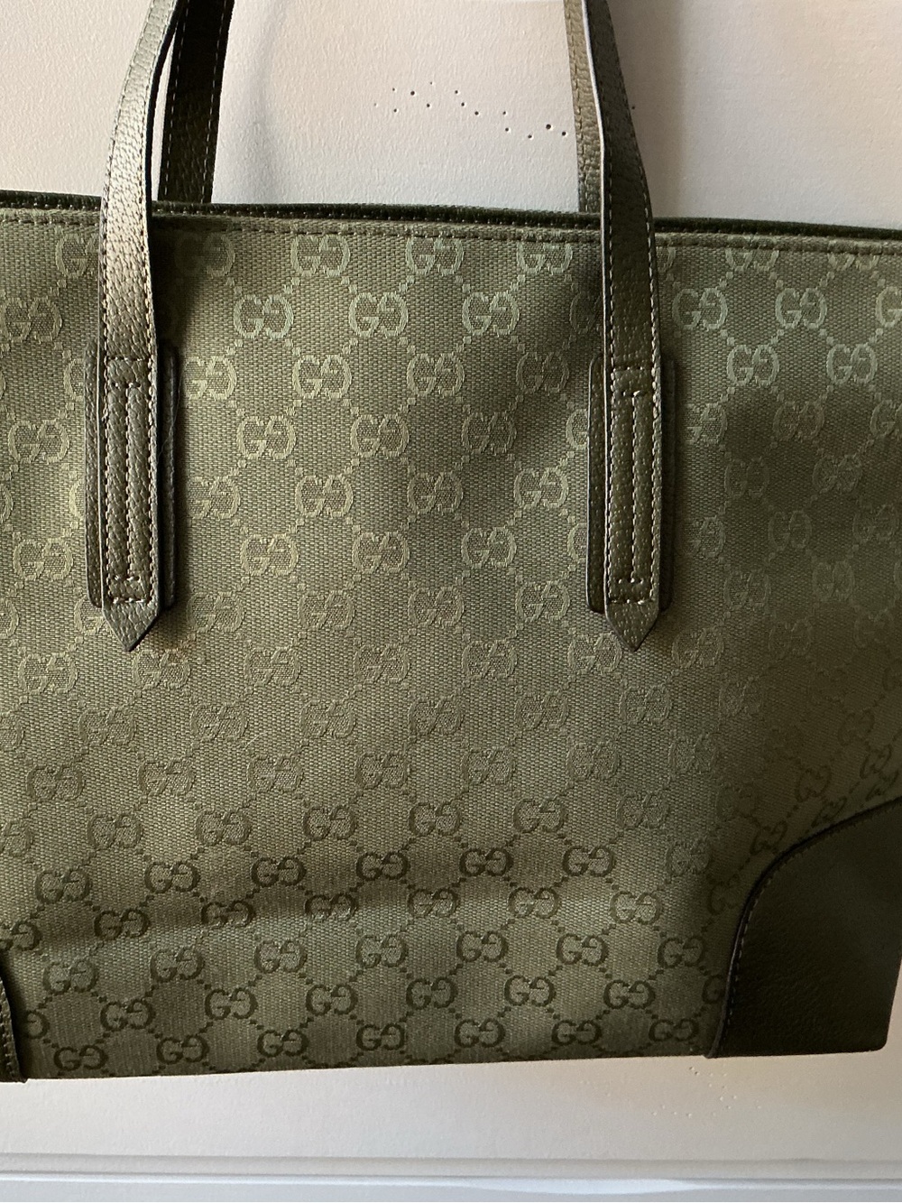 ✨ Designer Inspired Olive Green Monogram Tote ✨ - Picture 5 of 8